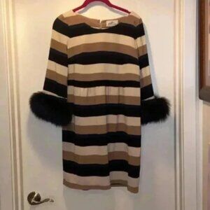 Winter couture Grace Continental Tunic Dress Fox Fur Cuffs Japan 36